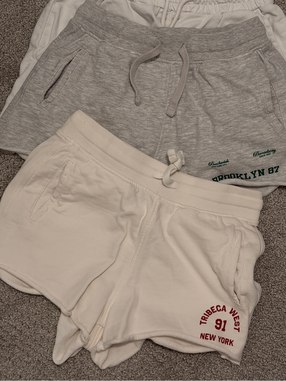 Set of Two Zara Women’s Cotton Shorts — Cream & Heather Gray
